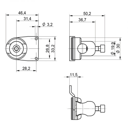 WKS12AL Mounting System for 32 × 16/22 × 12 mm (K/1K)