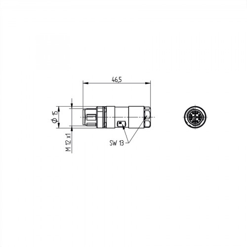 ZAT50NN01 Connector Plug M12 × 1; 8-pin, X-coding