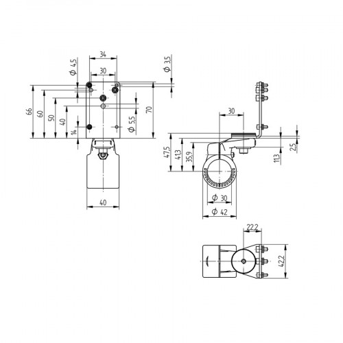 WR1S30KU Mounting System for 40 × 40 × 55 mm (Q/1Q) and Reflectors