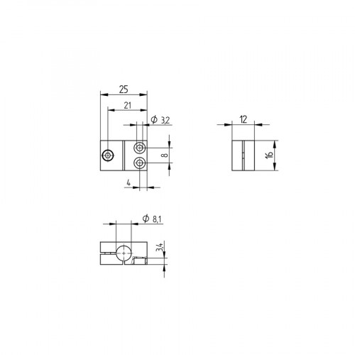 BS3 Mounting Clamp for Ø 8 mm