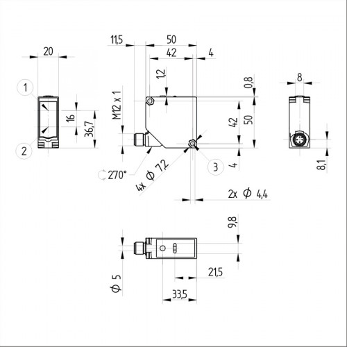 P1PH302 Reflex Sensor with Background Suppression