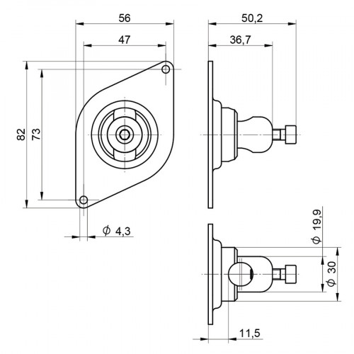 WTAS12AL Mounting System for 81 × 55 × 30...47 mm (TA)